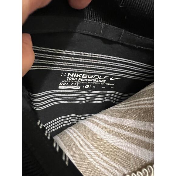 Nike Golf Men’s Dri fit Tour Performance Black Striped Shirt - Picture 5 of 5